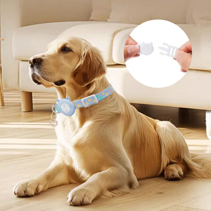 Blue Pet Collar Compatible with AirTag Holder Adjustable Breakaway for Cats Dogs