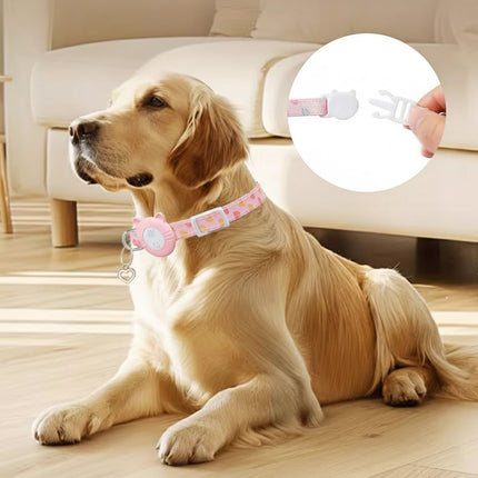 Adjustable Pet Collar Compatible with AirTag Holder for Cats Dogs Anti Breakaway
