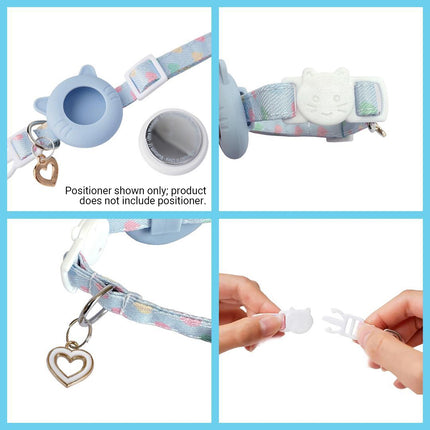 Blue Pet Collar Compatible with AirTag Holder Adjustable Breakaway for Cats Dogs