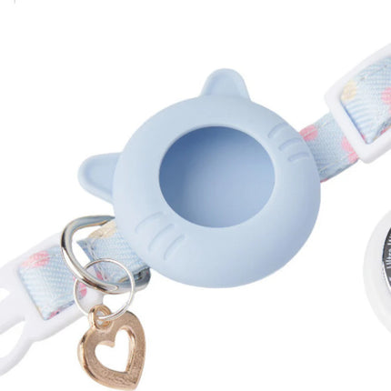 Blue Pet Collar Compatible with AirTag Holder Adjustable Breakaway for Cats Dogs