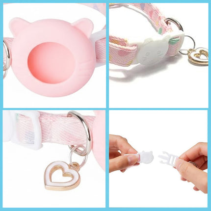 Adjustable Pet Collar Compatible with AirTag Holder for Cats Dogs Anti Breakaway
