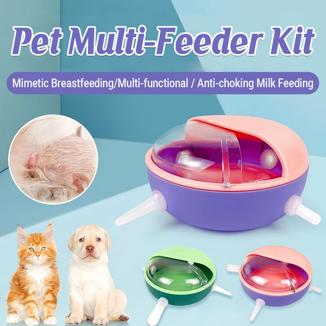 4 Nipples Silicone Puppy Feeder Milk Feeding Bowl Nursing Puppy Bottles Kittens