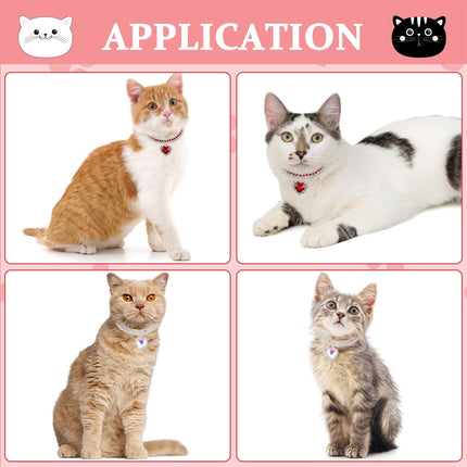 Pet Rhinestone Collar 4PCS Heart Pendant Cat Dog Adjustable 16.5-26cm