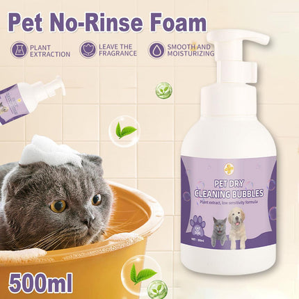 500ml Pet Leave In Dry Cleaning Foam No Rinse Bath Wash for Dogs and Cats