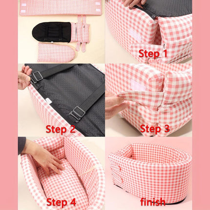 Portable Pet Console Seat for Travel Comfort Small Dog Cat Carrier Bed