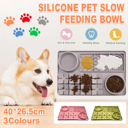 Silicone Pet Slow Food Bowl Tableware Anti Choke Plate Feeding Dish for Pets