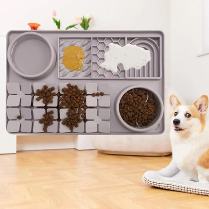 Silicone Pet Slow Food Bowl Tableware Anti Choke Plate Feeding Dish for Pets