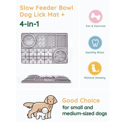Silicone Pet Slow Food Bowl Tableware Anti Choke Plate Feeding Dish for Pets