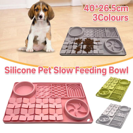 Silicone Pet Slow Food Bowl Tableware Anti Choke Plate Feeding Dish for Pets