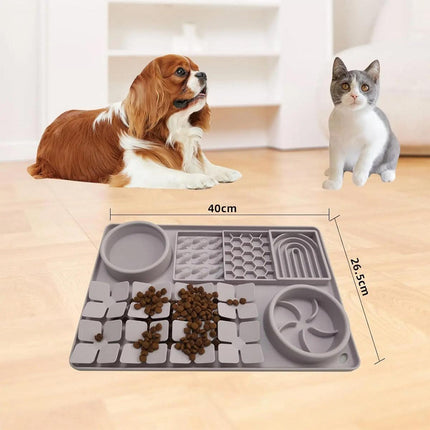 Silicone Pet Slow Food Bowl Tableware Anti Choke Plate Feeding Dish for Pets