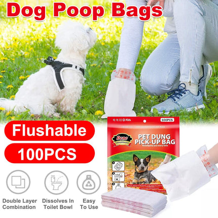 100pcs Poop Pick Up Bags Portable Dog Cat Waste Bags Trash Disposal for Pets