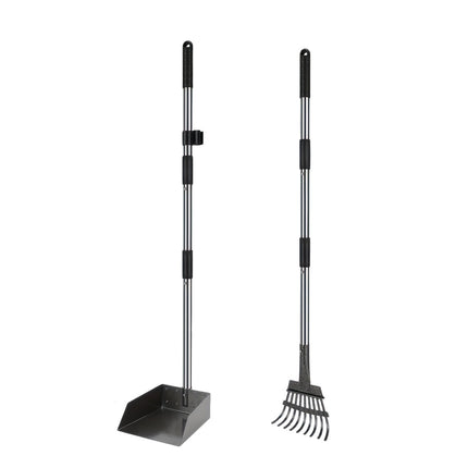 Pet Waste Removal Tool Set Stainless Steel Scooper Rake Shovel Dustpan Outdoors