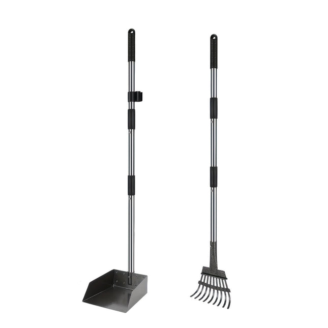 Pet Waste Removal Tool Set Stainless Steel Scooper Rake Shovel Dustpan Outdoors