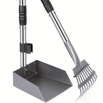 Pet Waste Removal Tool Set Stainless Steel Scooper Rake Shovel Dustpan Outdoors