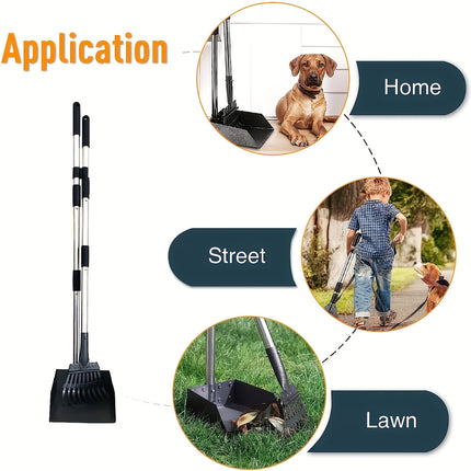 Pet Waste Removal Tool Set Stainless Steel Scooper Rake Shovel Dustpan Outdoors