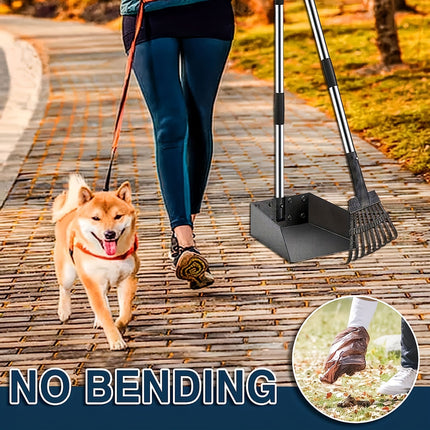 Pet Waste Removal Tool Set Stainless Steel Scooper Rake Shovel Dustpan Outdoors