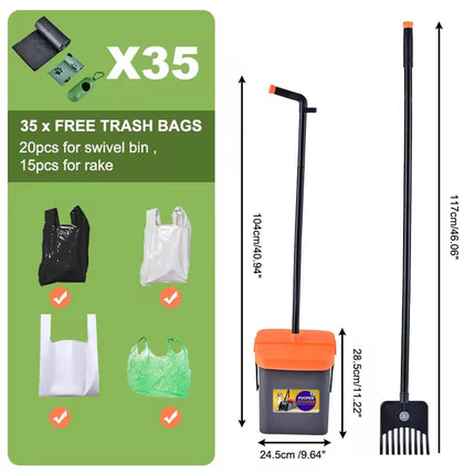 Foldable Pet Waste Picker with Broom Dustpan Set for Dog Walking Easy Cleanup