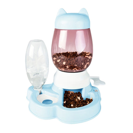 Cat Dog Feeder Water Dispenser Set Large Capacity Automatic Pet Feeding Bowl
