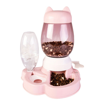 Cat Dog Feeder Water Dispenser Set Large Capacity Automatic Pet Feeding Bowl