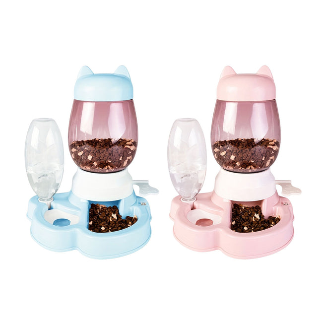 Cat Dog Feeder Water Dispenser Set Large Capacity Automatic Pet Feeding Bowl