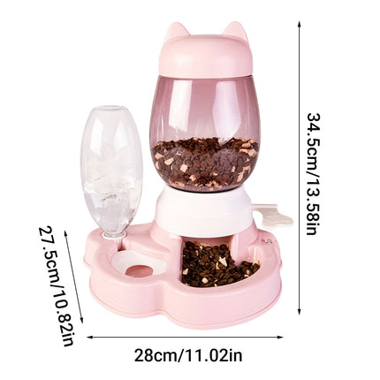 Cat Dog Feeder Water Dispenser Set Large Capacity Automatic Pet Feeding Bowl