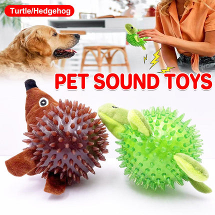 Dog Toy Rubber Spiky Ball Squeaky Chew Sound Interactive Pet Play Training