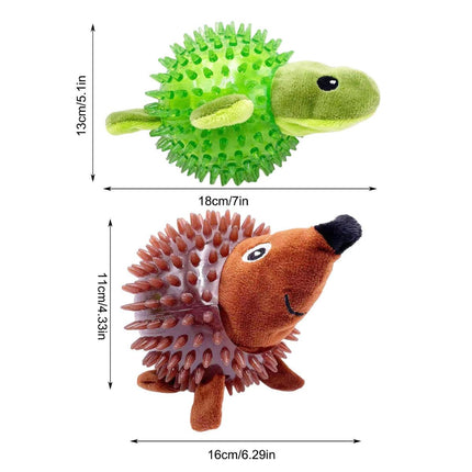 Dog Toy Rubber Spiky Ball Squeaky Chew Sound Interactive Pet Play Training