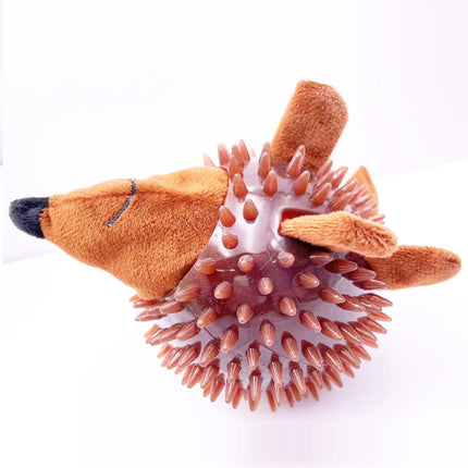 Dog Toy Rubber Spiky Ball Squeaky Chew Sound Interactive Pet Play Training