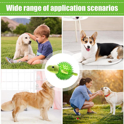 Dog Toy Rubber Spiky Ball Squeaky Chew Sound Interactive Pet Play Training