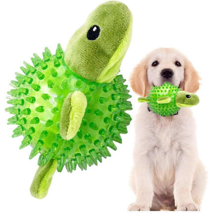 Dog Toy Rubber Spiky Ball Squeaky Chew Sound Interactive Pet Play Training