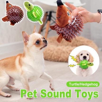 Dog Toy Rubber Spiky Ball Squeaky Chew Sound Interactive Pet Play Training