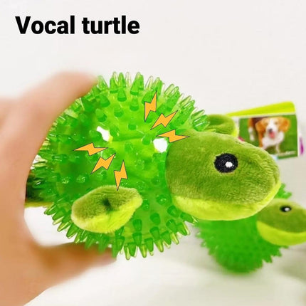 Dog Toy Rubber Spiky Ball Squeaky Chew Sound Interactive Pet Play Training