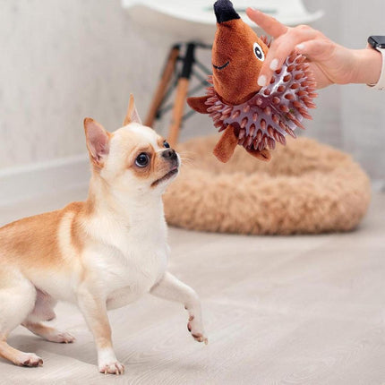 Dog Toy Rubber Spiky Ball Squeaky Chew Sound Interactive Pet Play Training