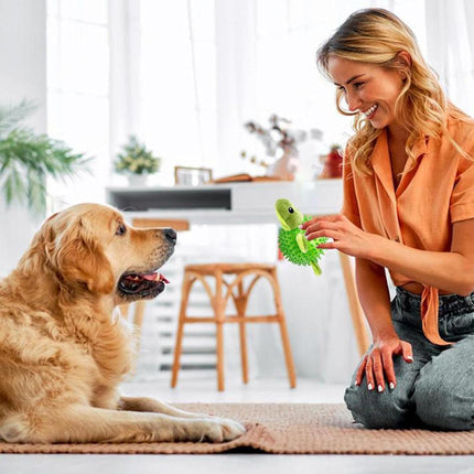 Dog Toy Rubber Spiky Ball Squeaky Chew Sound Interactive Pet Play Training