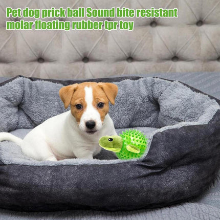 Dog Toy Rubber Spiky Ball Squeaky Chew Sound Interactive Pet Play Training