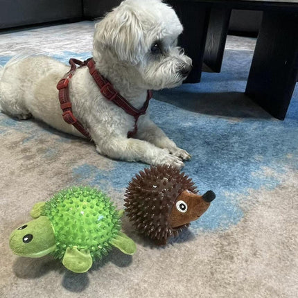 Dog Toy Rubber Spiky Ball Squeaky Chew Sound Interactive Pet Play Training