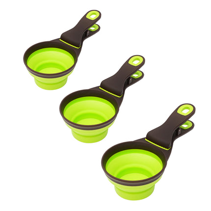 Silicone Pet Food Scoop With Clip Long Handle Foldable Cat Dog Spoon Tool