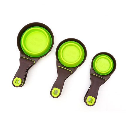 Silicone Pet Food Scoop With Clip Long Handle Foldable Cat Dog Spoon Tool
