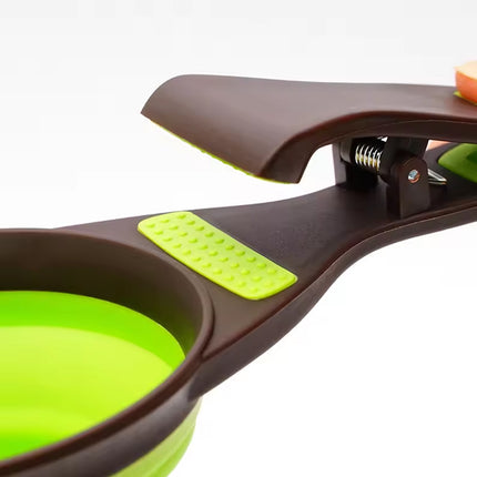 Silicone Pet Food Scoop With Clip Long Handle Foldable Cat Dog Spoon Tool