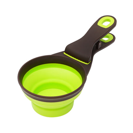 Silicone Pet Food Scoop With Clip Long Handle Foldable Cat Dog Spoon Tool