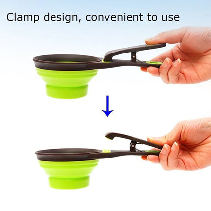 Silicone Pet Food Scoop With Clip Long Handle Foldable Cat Dog Spoon Tool