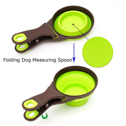 Silicone Pet Food Scoop With Clip Long Handle Foldable Cat Dog Spoon Tool