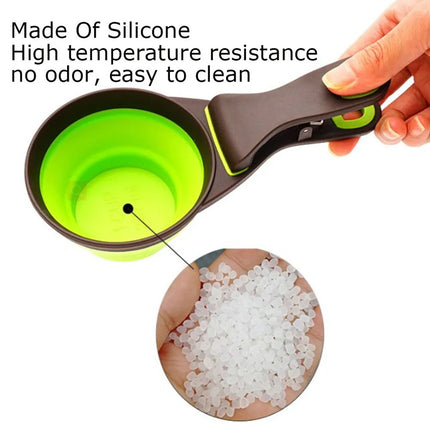 Silicone Pet Food Scoop With Clip Long Handle Foldable Cat Dog Spoon Tool