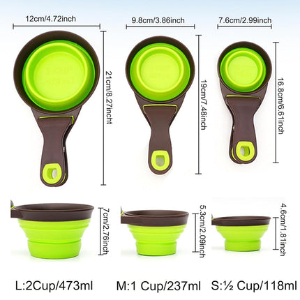 Silicone Pet Food Scoop With Clip Long Handle Foldable Cat Dog Spoon Tool