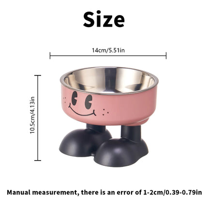 Pet Stainless Steel Bowl Non Slip Raised Dog Cat Feeder Large Food Capacity