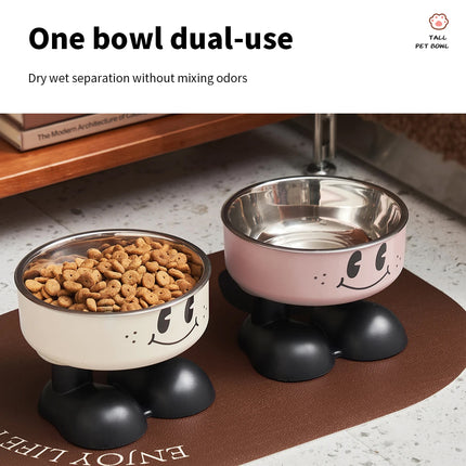 Pet Stainless Steel Bowl Non Slip Raised Dog Cat Feeder Large Food Capacity