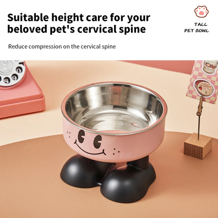 Pet Stainless Steel Bowl Non Slip Raised Dog Cat Feeder Large Food Capacity