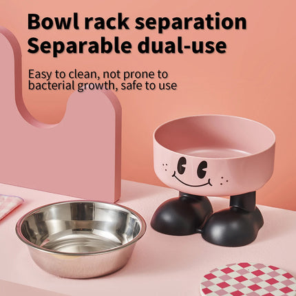 Pet Stainless Steel Bowl Non Slip Raised Dog Cat Feeder Large Food Capacity