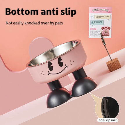 Pet Stainless Steel Bowl Non Slip Raised Dog Cat Feeder Large Food Capacity
