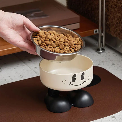 Pet Stainless Steel Bowl Non Slip Raised Dog Cat Feeder Large Food Capacity